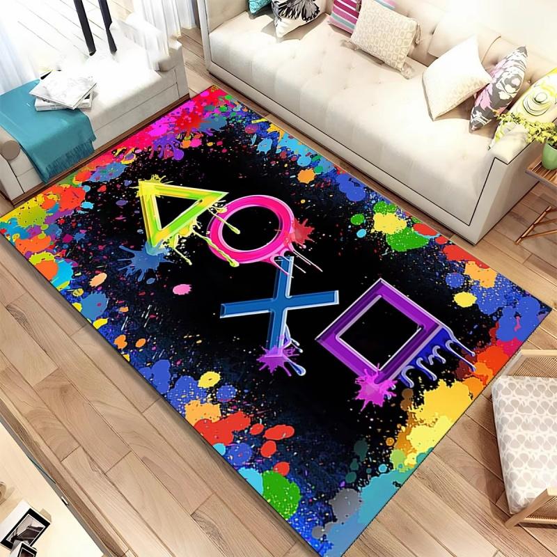 Desenho animado jogo gamer gamepad tapete tapete para sala de estar quarto decoração de casa, tapete de chão antiderrapante decoração sala de jogos infantil sofá capacho