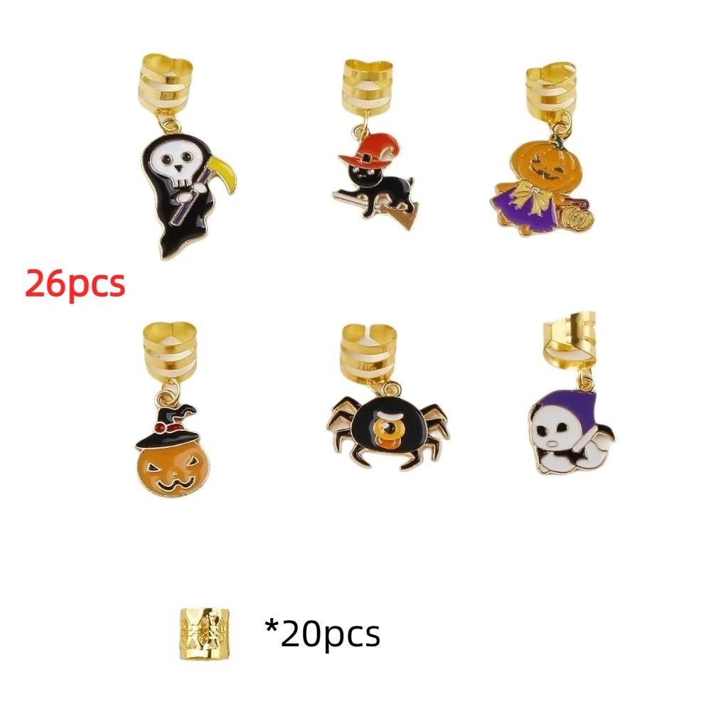 6/10/26/46pcs Headwear Party Mixed Hair Rings Set Hair Braiding Halloween Braid Hair Clips Men