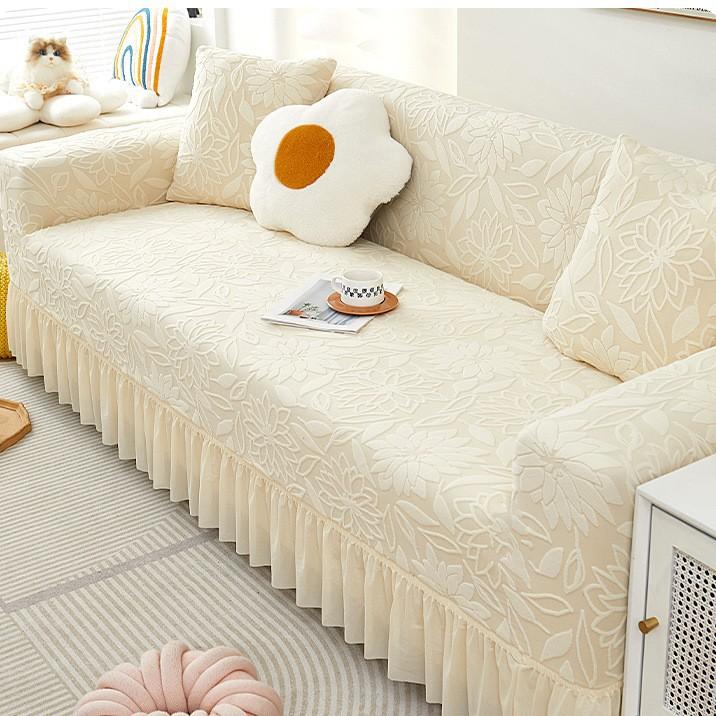 Jacquard Velvet Sofa Cover All Inclusive Universal Set New All Season Universal Anti Slip Seat Cushion Cover Fabric  French Style