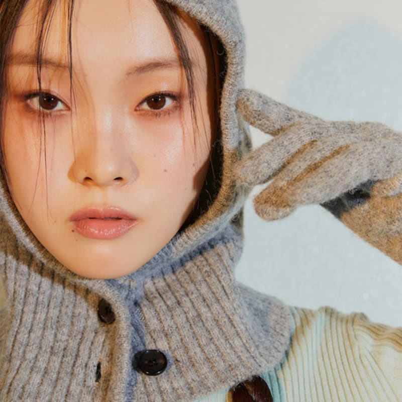 Kuho Plus Cable Knit Long Gloves Grey (KE3X5UM023)