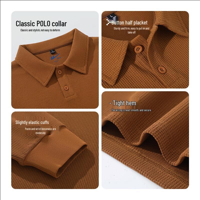 Warrior Men's Waffle Long-Sleeve Polo Shirt