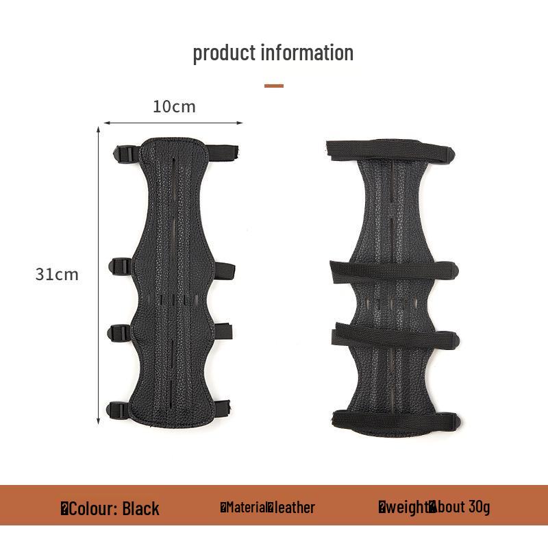 Huwairen Black Extended Four-Strap Bow and Arrow Arm Guard for Archery Competition and Training