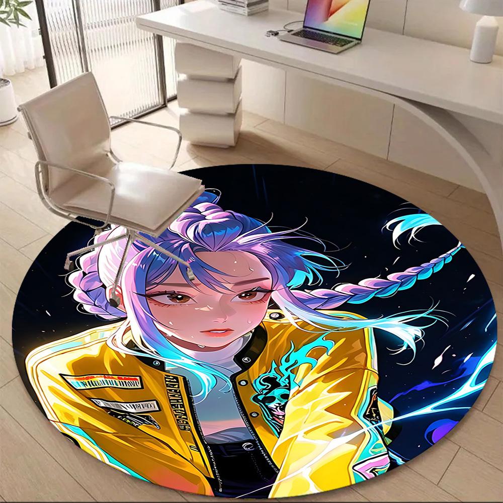 KPop Demon Hunters Office Round Area Rug Suitable For Office, Under Office Chairs Bedroom Living Room Home Decor, T1224010