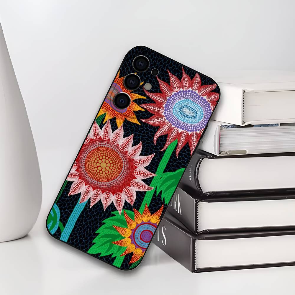 Funny Pumpkin Design Yayoi Kusama Soft Black Phone Case for Samsung S25/S24/S21/S22/S23/S30/Ultra/S20/Plus/Fe/Lite