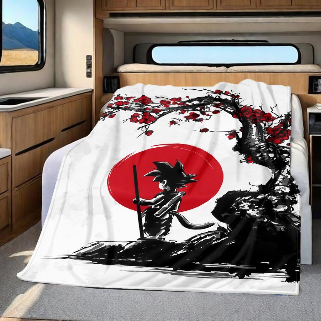 1PC DRAGON BALL Print Flannel Blanket, High Quality All Seasons, Home Decor, Warmth and Comfort, Perfect for Christmas Gifts
