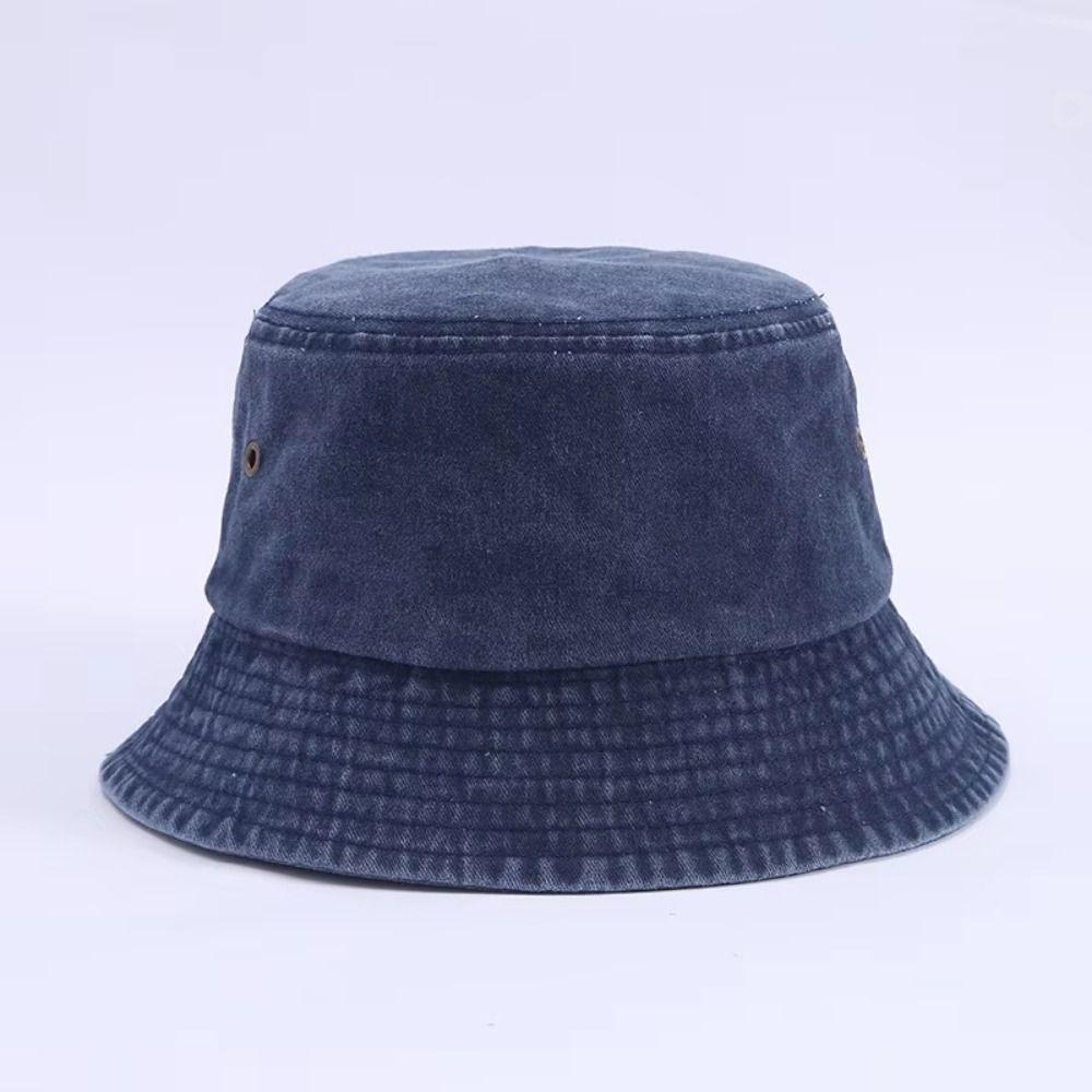 Hip Hop Solid Color Bucket Hat Wide Edge Washed Denim Fisherman Hat Foldable Thin Boonie Hat Summer Season