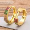 QIKU Hot Sale Colorful Micro Pave Copper Zircon Charm Women Bohemian Rainbow Crystal Stud Earrings Female Fashion Jewelry Gift
