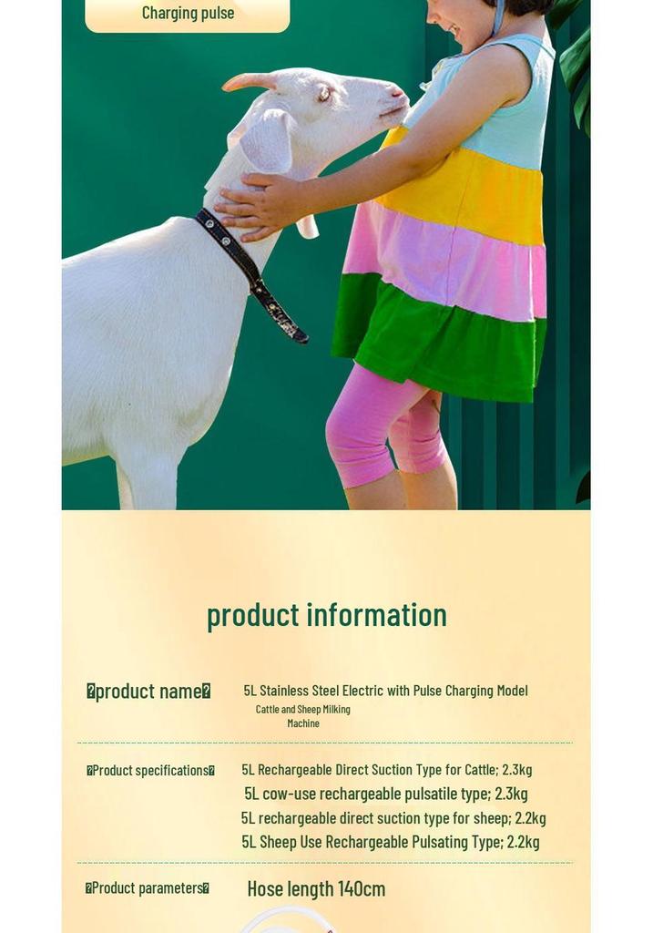 Electric Milking Machine for Cows & Sheep: Pulsating, Speed Adjustable, Fully Automatic, Compact for Home Use