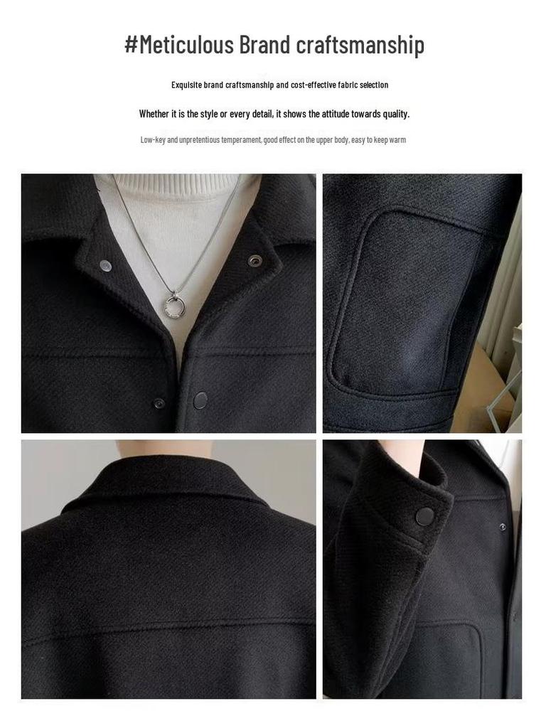 Men's Khaki and Black Casual Loose Thin Jacket for Spring and Autumn