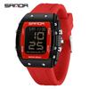 SANDA Men's Multifunctional Barrel-Shaped Sports Watch - Waterproof & Fashionable with Single Display Timing