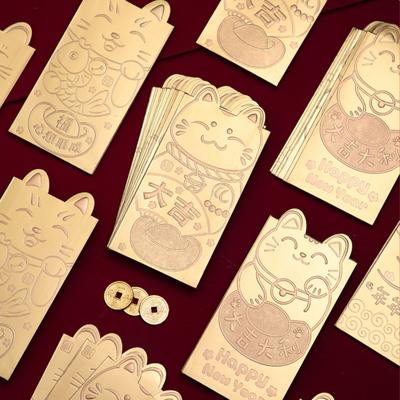18Pcs Chinese Red Envelopes Lucky Cat Hot Stamping Thickened Lucky Money Gift Cash Packets Hong Bao for New Year Spring Festival Birthday Wedding