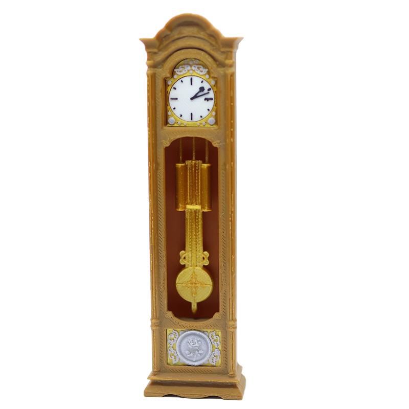 1/12 Dollhouse Retro Standing Clock Grandfather Clock Model Dollhouse Living Room Furniture Decoration Doll House Scene Ornament
