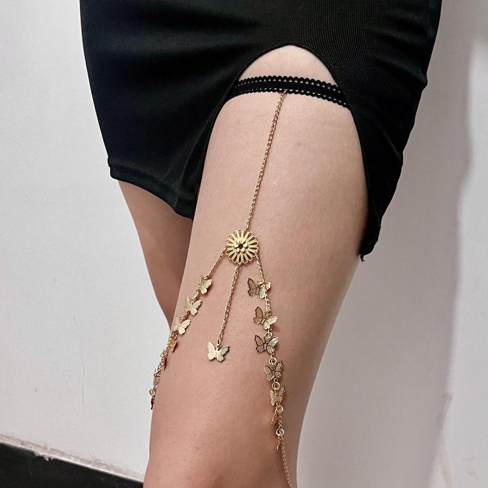 Butterfly Leg Thigh Chain Sunflower Zinc Zinc Alloy Leg Chain Geometric Thigh Body Chain  Jewelry Accessories