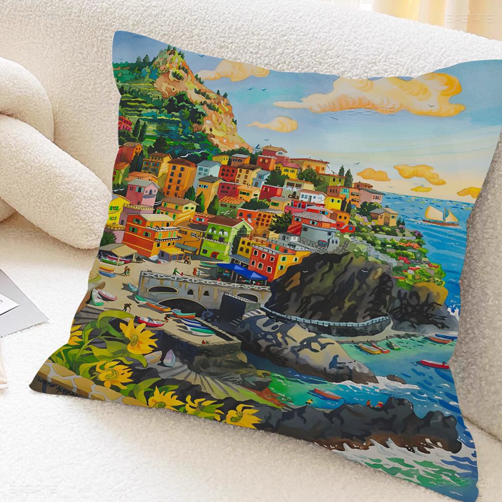 Španělsko Pobřeží Amalfi Krajina Povlaky na polštáře Domácí lůžkoviny Dekorativní povlak na polštář Svatba Super měkký povlak na polštář