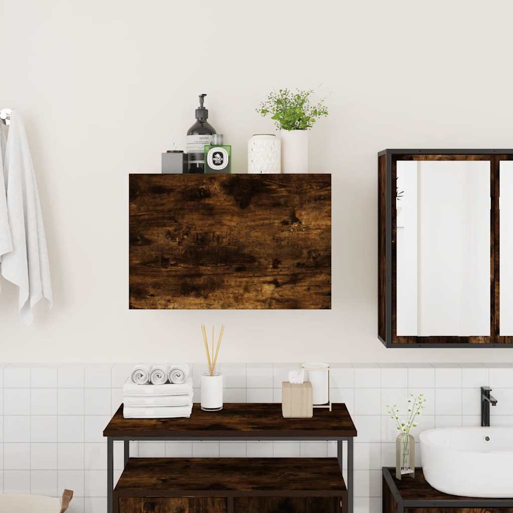 Bathroom Wall Cabinet Smoked Oak 60x25x40 cm Wood Based Panel