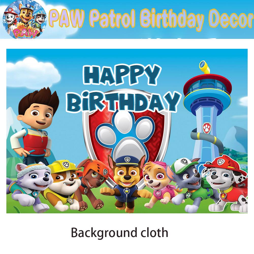 PAW Patrol Birth Date Decor Celebration Supplies Birth Date Celebration Disposable Tableware Collection Paper Board Napkin Balloon Infant Shower Decor