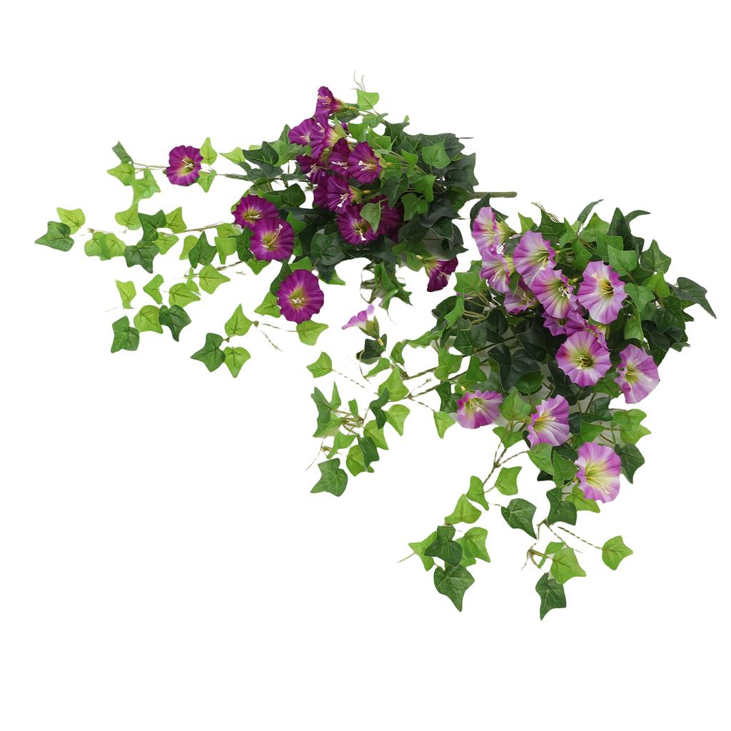 Artificial Morning Glory Flower Garland Lifelike Reusable Faux Hanging Vines Plant for Wedding Party Patio Balcony Wall