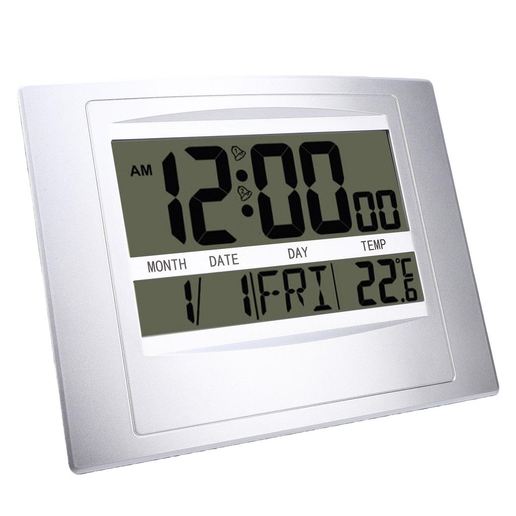 Digital Calendar Clock Large Display Electronic Temperature Meter Silent Alarm Clock for Bedroom Living Room
