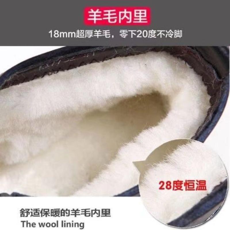 Cotton Shoes Men's Winter Warm Velvet Men's Leather Shoes Elderly Wool Cowhide Cotton Shoes