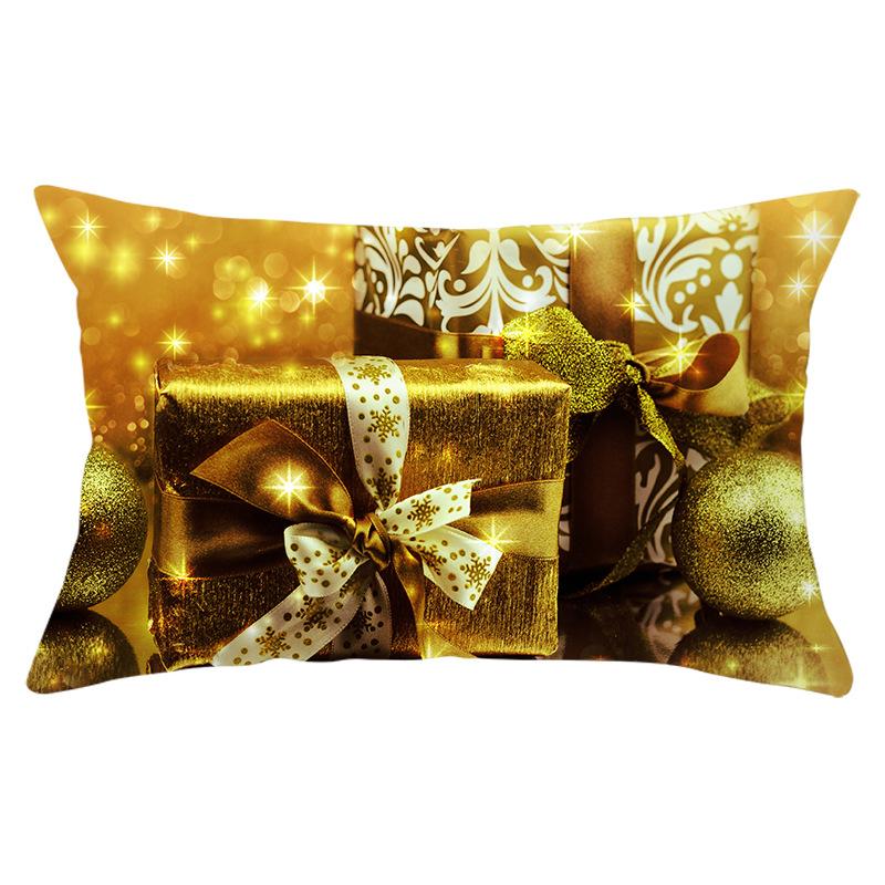 New Christmas Peach Skin Waist Pillowcase Gold Series Sofa Cushion Cover Bedside Pillow Cover