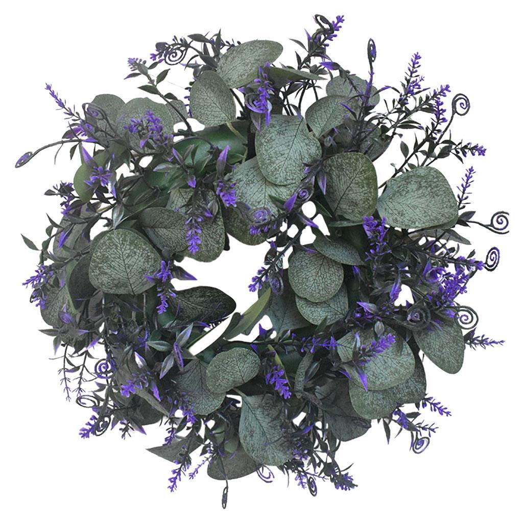 

Artificial Lavender Wreath Hanging Green Leaves Party Door Decoration