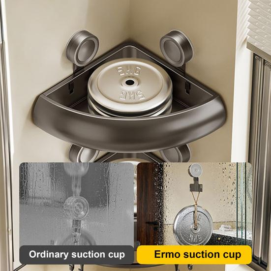 Suction Cup Shower Caddy Rustproof Space Aluminum Corner Shelf with Raised