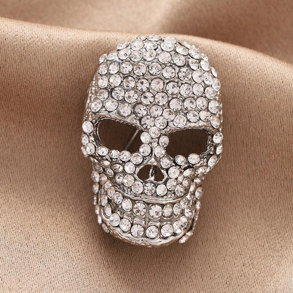 Punk Style Halloween Skeleton Brooch Zinc Zinc Zinc Alloy Gothic Skull Badge Lapel Pin Retro Skull Pin  Men