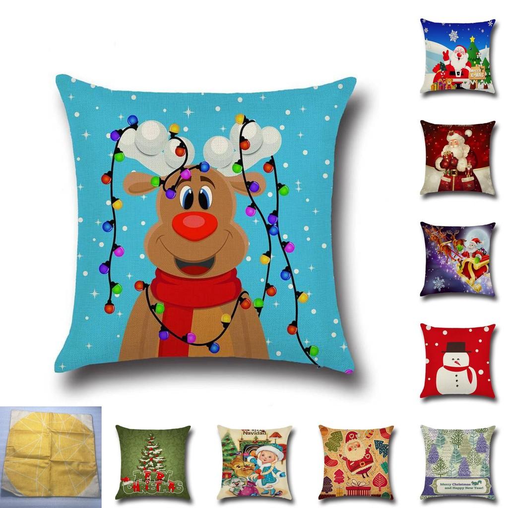 Christmas Cartoon Pillow Cover Cozy Home Office Decor Sofa Bedroom Festive Gift