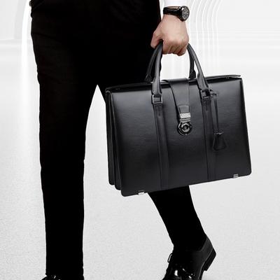 Borsa da Uomo in Vera Pelle con Serratura a Combinazione Cartella Pendolare Business Borsa per Computer Grande Capacità Pelle Bovina Borsa a Mano da Uomo