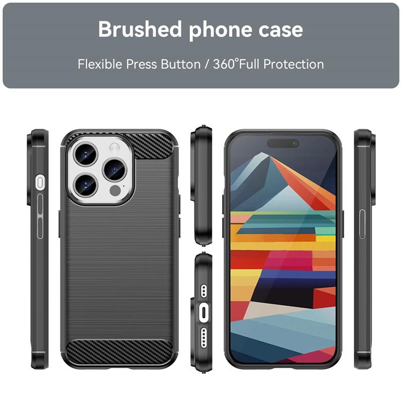 For iPhone 16 Pro Max Case Cover For iPhone 16 Pro Capa Shockproof Bumper Carbon Fiber Soft Silicon Fundas For iPhone 16 Pro Max