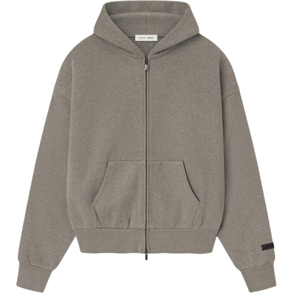 Fear of God Essentials Classic Fleece Zip-Up Hoodie Homestead Heather Men Tops Tan 192SP254783F
