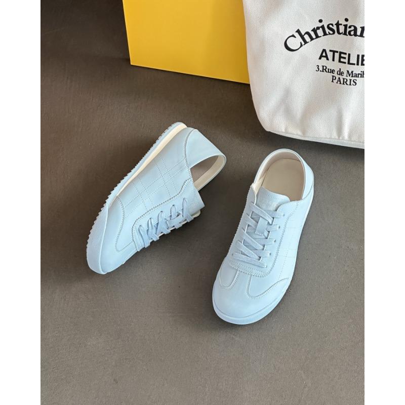 Leather little white shoes women's spring and summer new lace breathable mesh flat-soled casual shoes