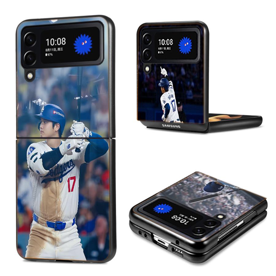 Baseball Player Otani Phone Case For Samsung Z Flip 7 6 5G Galaxy Z Flip4 Z Flip5 Z Flip3 Coque Black Hard PC Shell Protective C