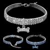 Chic Shiny Three Row Rhinestone Bone Pendant Puppy Dog Collar Pet Supply (Size:S,M,L)