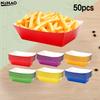 50Pcs Colorful Paper Food Boat Trays Disposable Paper Boats Containers Mini Kraft Food Serving Tray Boats Birthday Wedding