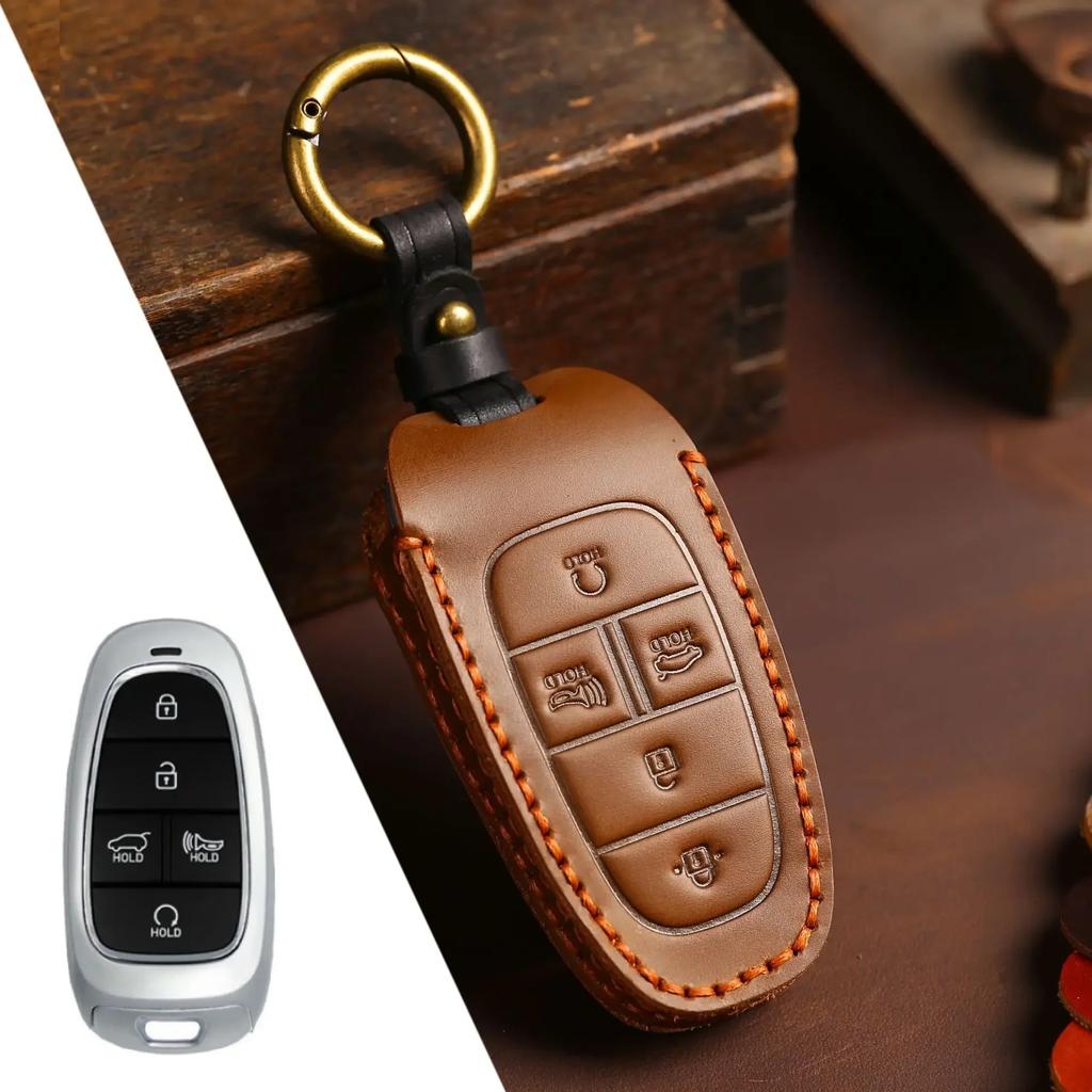 Sleuteletui Sleutelhangerhouder Leer Accessoires voor Hyundai Tucson Staria Sonata Hybride Nexo Nx4 Grand Santa Fe Tas