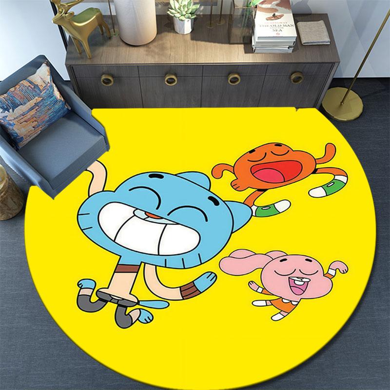 Gumball Cartoon pattern round rug,Carpet Rug for Living Room Bedroom Playroom ,Non-slip Floor Mat,Holiday Gifts and Birthday Gifts.