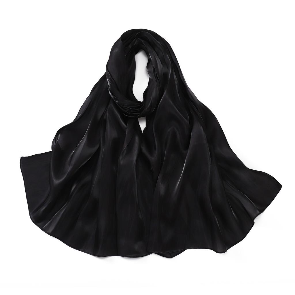 Neuer Sommer Glänzender Satin Damen Schal Mädchen Einfarbig Sonnenschutz Schals Weicher Foulard Schal Lässige Herbst Damen Wickelschals