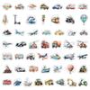 50pcs Waterproof Transportation Vehicle Stickers for Phone, Water Bottle, DIY Journal