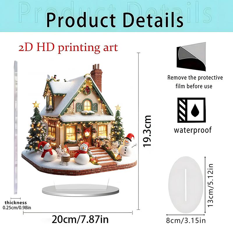 Christmas Reindeer Sleigh Santa Figurine 2D Acrylic Christmas Santa Claus On Sleigh With Reindeers Decorations Holiday Santa