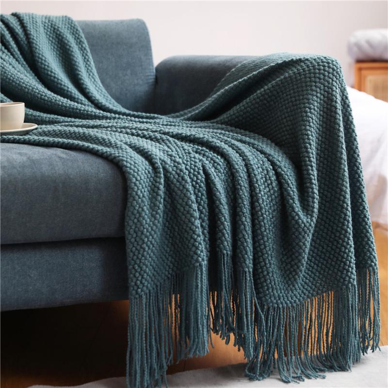 Thickened Solid Color Pineapple Plaid Tassels Blanket Sofa Cover Aircraft Blanket Air Conditioning Blanket Dustproof Cover Cloth