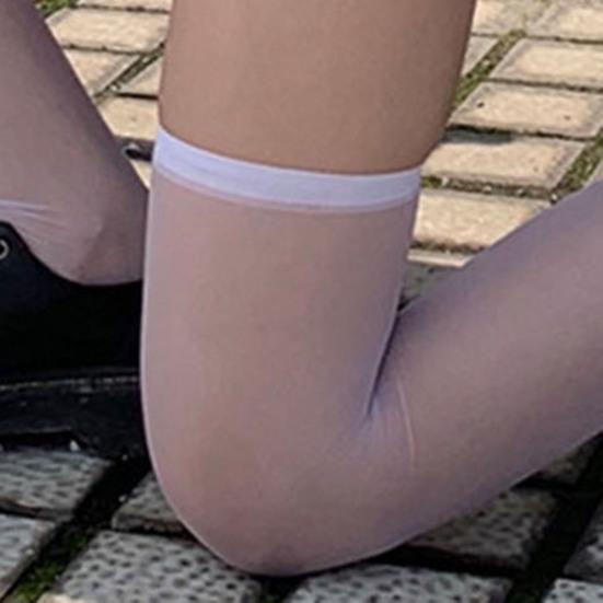 1 pár Dámské punčochy Průhledná síťovina Jednobarevná Tenká Vysoká elasticita Délka nad kolena Úzká JK Japonský styl Protiskluzové dámské dlouhé ponožky