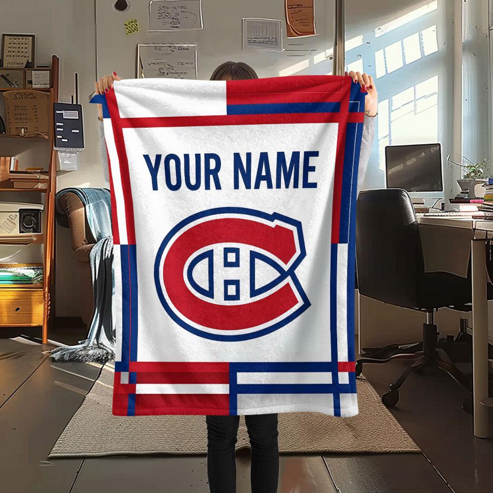 Custom Name,Montreal Canadiens Printed Flannel Blanket, soft throw for bedroom sofa, washable, Christmas present, great gift.