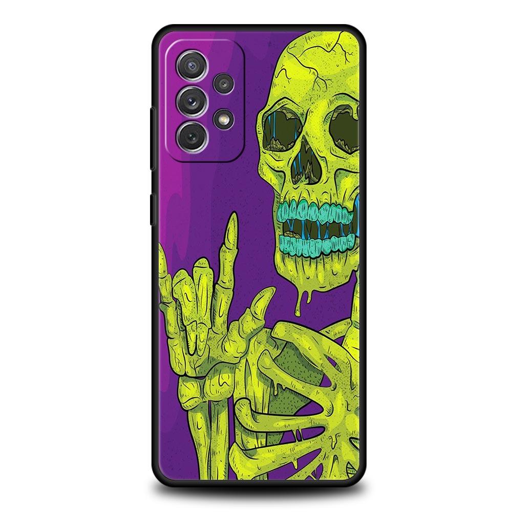Skeleton Skull Phone Case for Samsung Galaxy A55 A35 A17 A07 A15 A13 A25 A51 A71 A72 A73 A32 A52 A52S A41 5G Soft TPU Shell Bags