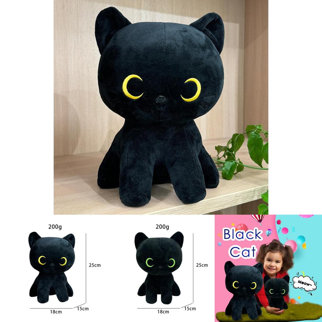 Black Cat Plush Soft Toy With Comfortable Filling For Birthday Gift And Collectors