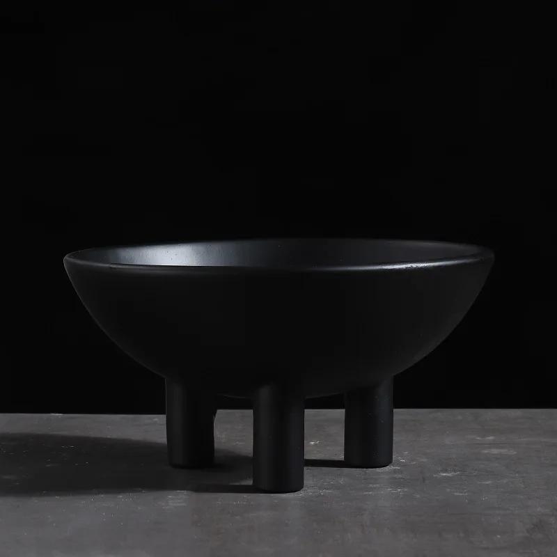 

Ретро трехногий универсальный поднос для фруктов минималистичный черно-белый высокий фруктовый ящик ретро настольные украшения украшения для хранения на веранде чёрный