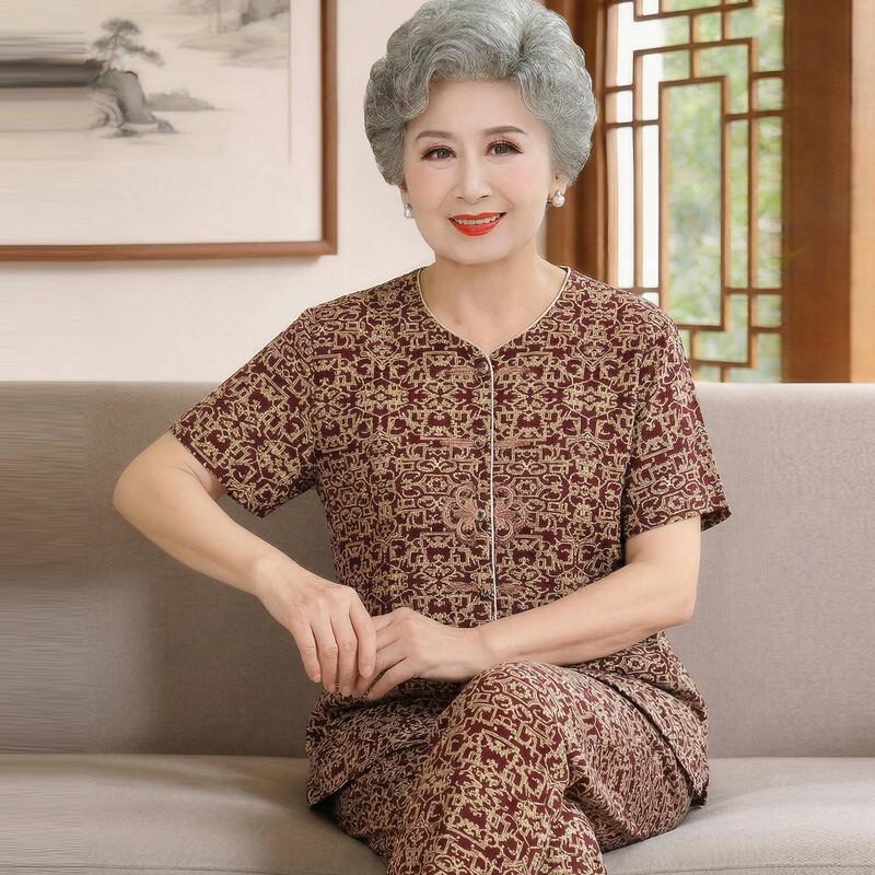 YUZHAOLIN Elderly Women's Summer Tang Suit Set