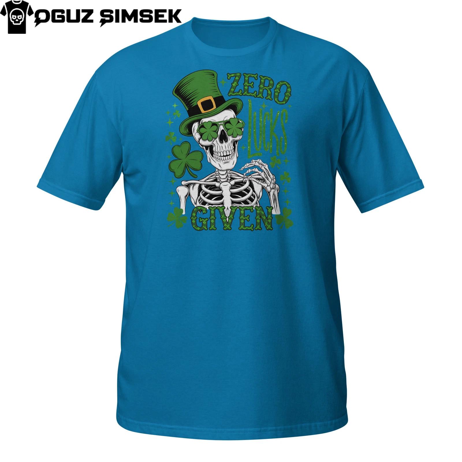 Zero Lucks Given Skeleton T-Shirt Mens Womens Tees Top | Funny St. Patrick’s Day Irish Graphic Tee L