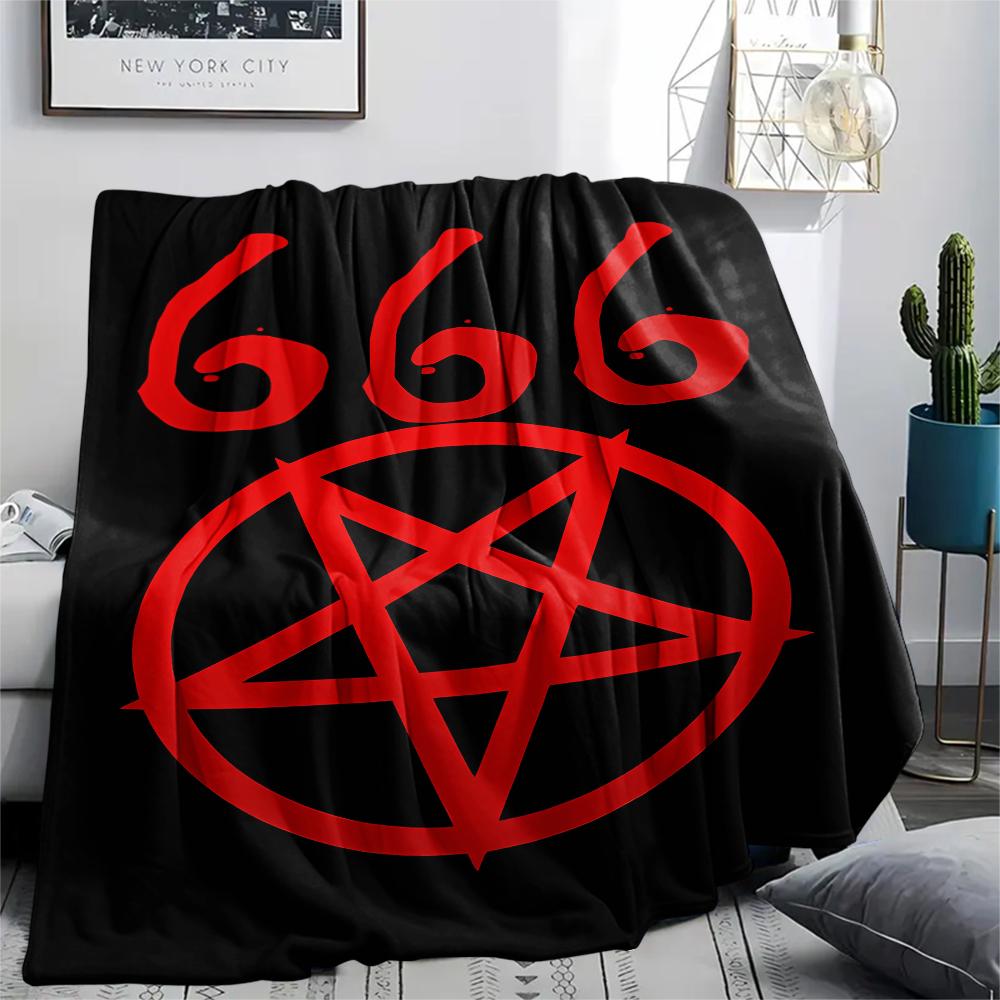1PC Satan Symbol Print Flannel Blanket, High Quality All Seasons, Home Decor, Warmth and Comfort, Perfect for Christmas Gifts