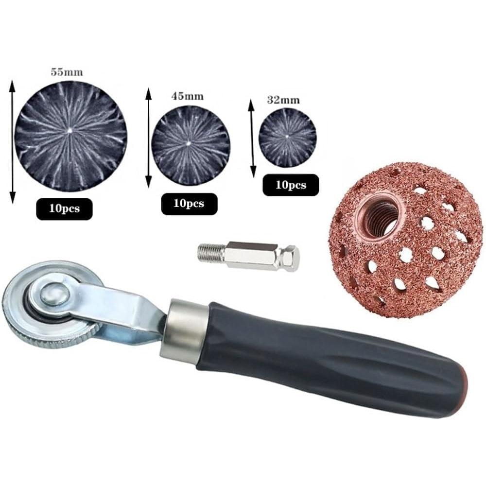  Tire Repair Kit with Patch Roller, Liner Scraper and Natural Rubber Patches, Practical Puncture Repair Tool for Car, Truck and Bike Tires